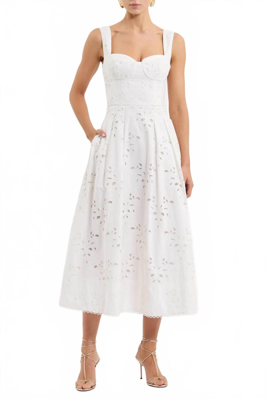 NEW REBECCA VALLANCE artesan midi dress in white